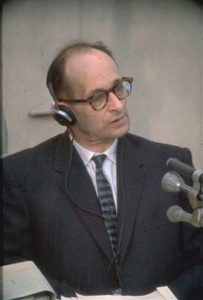 Adolf Eichmann testifying at his trial in 1961